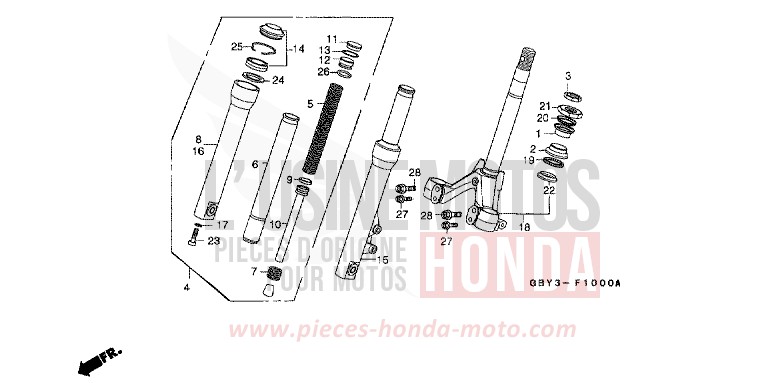 GABEL, VORNE von CB1300 Super Bold'or ABS FURY RED (R240) von 1998